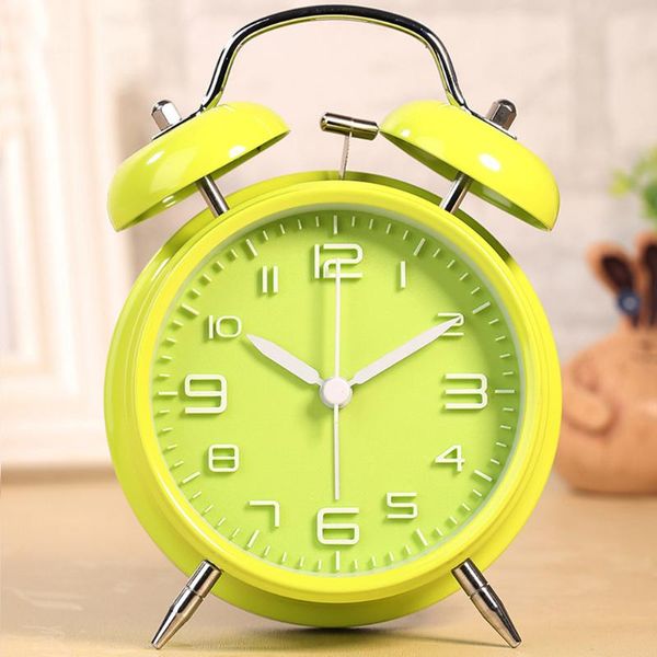 

explosion-proof alarm clock kids big dial 3d classic home noiseless battery operated analog night light cute school double bell
