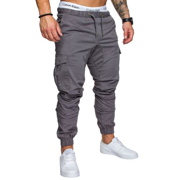 

mens cargo pants solid color big pocket decoration men khaki pants hip hop jogger blended cotton fashion men casual autumn, Black