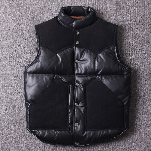 

2020 s-4xl new winter mens genuine sheep leather vest fashion sheepskin real leather solid sleeveless mens single breasted vest, Black;white
