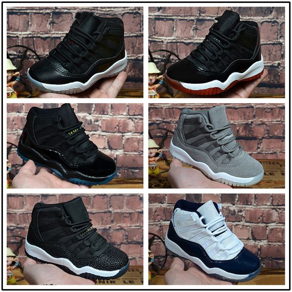 

Wholesale boys girls 11 Prom Night Gym Red Midnight Navy Black Stingray Bred Concord Space Jam Shoes 11s baby Kids Basketball Sneaker