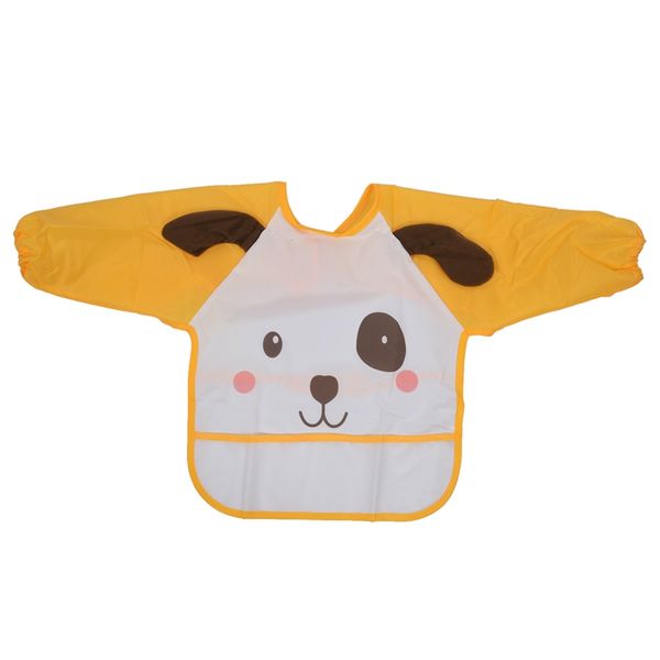 

baby toddler waterproof long sleeve children kids feeding art smock bib apron yellow-puppy