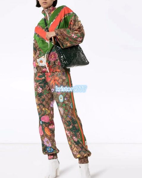 

Женщины Vintage Flora печати Zip-Up куртка High End девушка Runway роскошного дизайн ActiveWear Джерси с длинным рукавом Классической рубашки Топы Praka пальто 2020