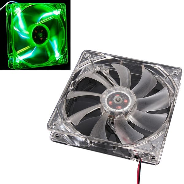 

120mm 4 pin computer cpu cooling fan green quad 4-led light neon clear 120mm pc computer case cooling fan mod c0608 ing