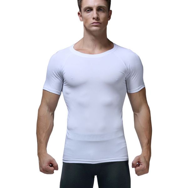 

compression jogging tights fitness men shirt short sleeve soccer jersey training running t-shirt gym men, Black;blue