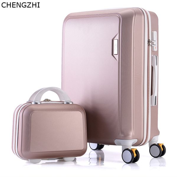 

chengzhi 20"22"24"26inch retro rolling luggage with cosmetic bag students password suitcase wheels carry on trolley travel ba