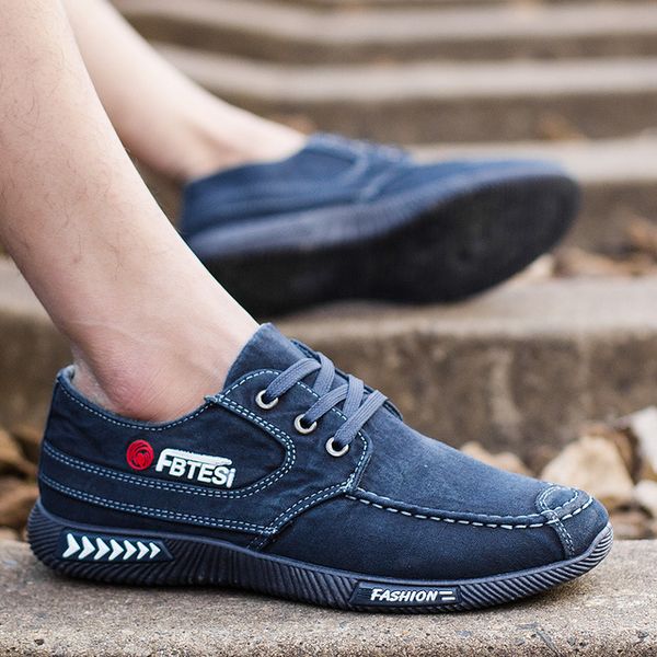 

denim men canvas shoes male summer sneakers fashion lace-up men casual shoes breathable loafers zapatillas hombre 2019, Black