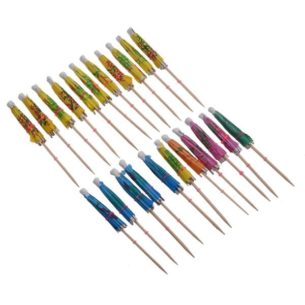 

24 mixed paper cocktail umbrellas parasols party drinks other bar products