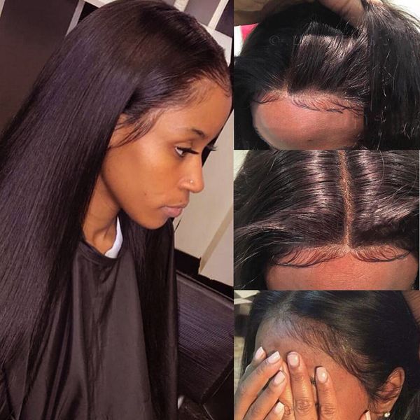 

Frontal Wig Pre Plucked With Baby Brazilian 360 Lace Front Human Hair Wigs For Black Women HD Seamless, Natural color