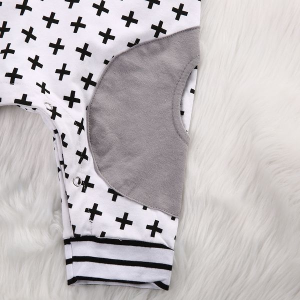 

pudcoco us stock cute infant baby girls boys clothes summer short sleeve cross striped hooded romper cross baby romper jumpsuit, Blue