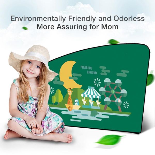 

2018 car sunshade green cartoon magnetic auto side window sunscreen uv protection folding car curtain