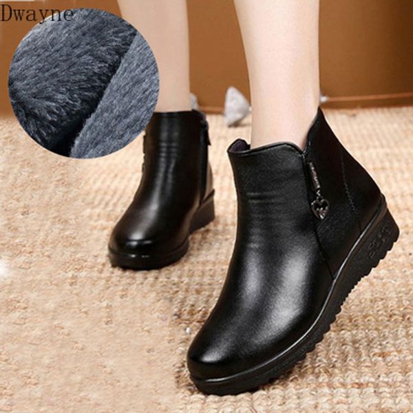

2020 new women's winter plus velvet warm flat bottom non-slip casual comfortable platform women's boots, Black