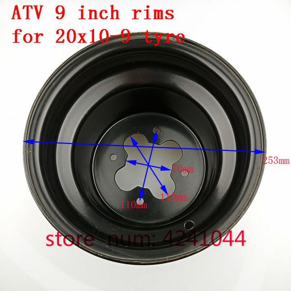 

atv accessories 9 inch vacuum wheel hub 20x10-9 inch iron wheel rim for 4wheel cross country motorcycle go-kart atv