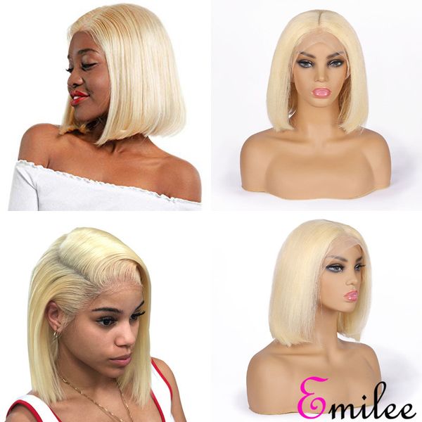 

emilee 613 lace wigs straight 613 bob wigs 150 density blonde transparent lace wigs indian virgin remy hair, Black;brown