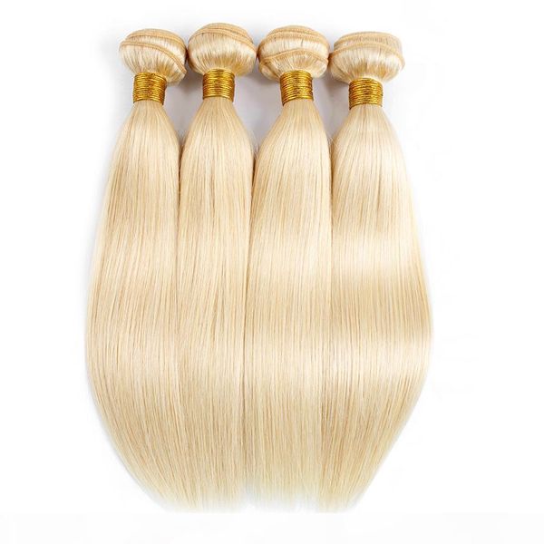 

kisshair #613 blonde hair 4 bundles straight brazilian human hair extension remy indian peruvian hair weft, Black
