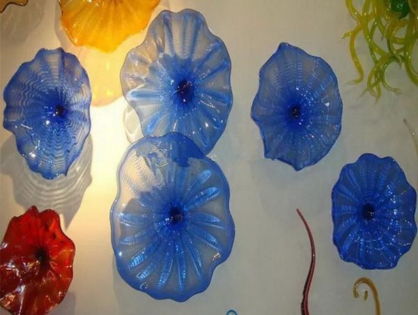 

home decorative murano glass flower handicraft blown glass wall plates new arrival colorful lamps