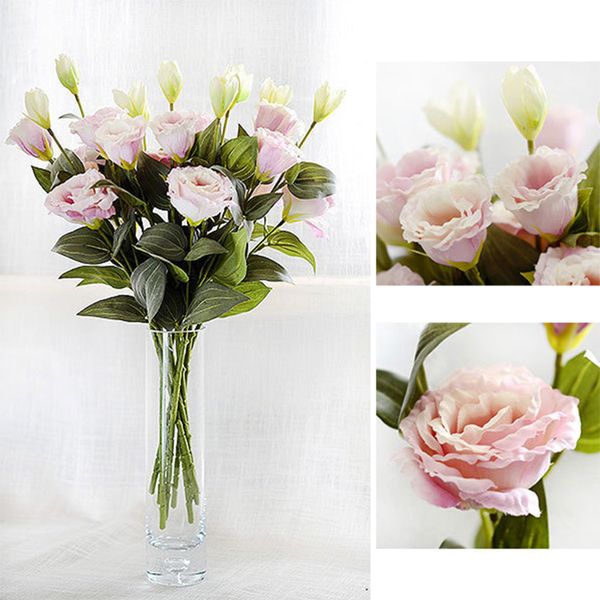 

new 1pc 2020 european artificial flower 3 heads fake eustoma gradiflorus lisianthus christmas wedding party home decorative ##