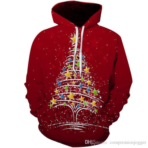 

рождество mens winter desinger толстовка 3d печать с длинным рукавом homme одежды фестиваль стиль осень повседневная одежда, Black