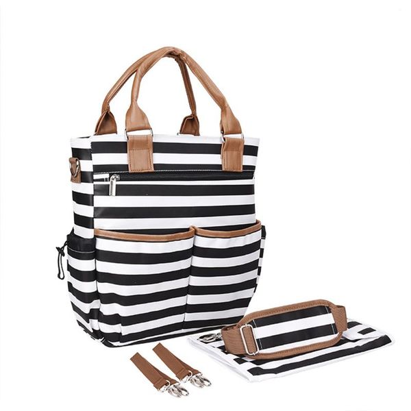 

baby nappy bag stripe wave high capacity simple fashion messenger changing pad shoulder bag organizer handbag tote fit stroller