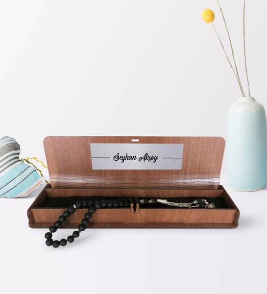 

father's day custom leather coated wood boxed rosary