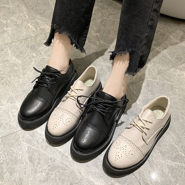 

cross women's shoes autumn all-match british style clogs platform round toe oxfords modis casual female sneakers flats new fall, Black