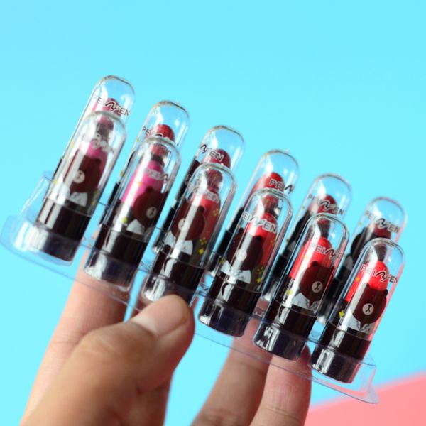 

fashion mini cute bear lipstick lasting lipstick professional makeup lip gloss set cute portable sale 1 (set) 12 color