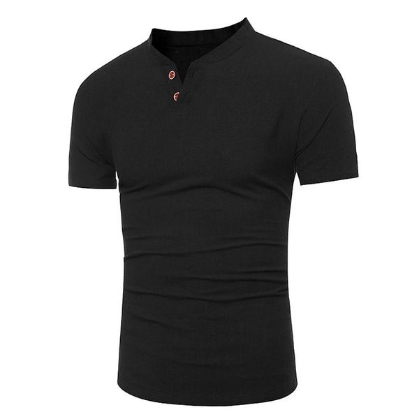 

повседневный tops краткости лета -sleeve футболка buton белье твердая блуза tee тенниску masculina рубашка стрит, White;black