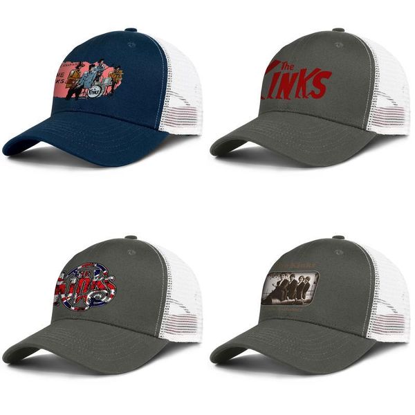 

the kinks rare anthology mens and women adjustable trucker meshcap custom cool team classic baseballhats union jack flag logo band logo, Blue;gray