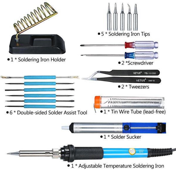 

110v/220v 60w adjustable electric temperature welding soldering iron tool kit