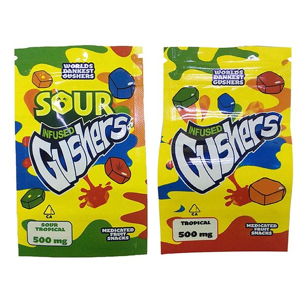 

sour gushers exotic mylar bag infused smell proof dustproof 500mg medibles edibles zipper pouch for tobacco dry herb flower retail dhl