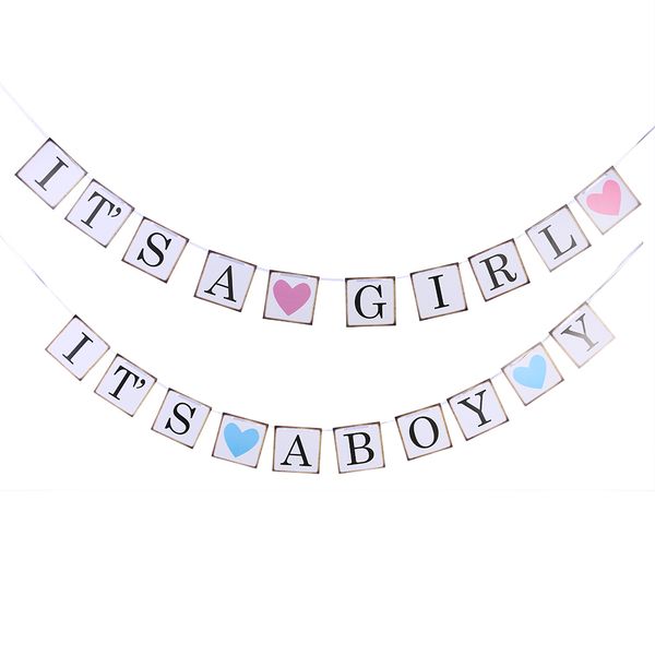 

paper baby shower banner hanging garlands decoration its a boy girl string flags baby birthday party decoration supplies
