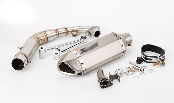 

motorcycle modified exhaust pipe exhausting front section curved pipe small hexagonal muffler scorpio exhaust bws 125