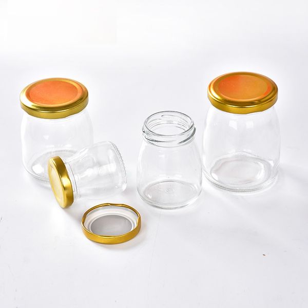 

6pcs/lot 50ml/100ml/150ml/200ml glass jar honey packing bottle jam jar candy bottle glass storage bottle gold lids