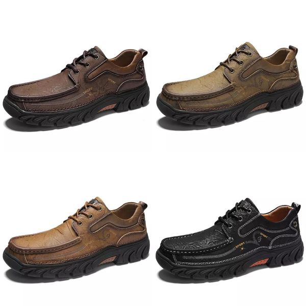 

2019 new 100% genuine leather men's shoes comfortable outdoor casual shoes cow leather men flats plus size 38-48, Black