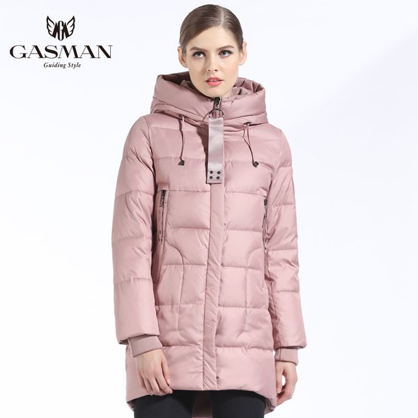 

gasman 2019 coat jacket winter women's hooded warm parkas bio fluff parka coat hight quality female new winter collection hot, Tan;black