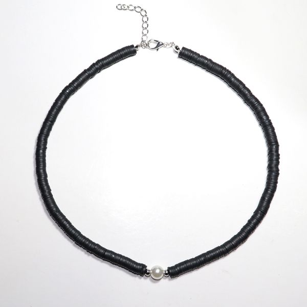 

diffone bohemian choker necklaces for women girl unique pearl necklace accesorios mujer polymer clay short necklace jewelry gift, Golden;silver