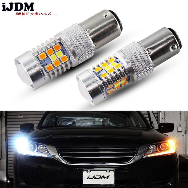 

ijdm high power 28-smd 1157 dual-color switchback led bulbs for front turn signal (7-white 21-amber