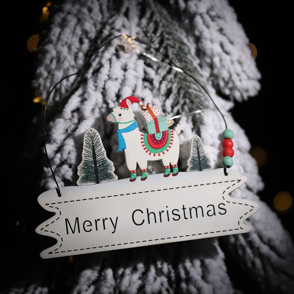 

merry christmas hanging ornament accessories with alpaca wood plate decorative sign door pendant christmas tree decorations