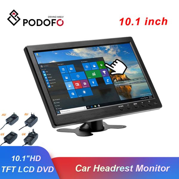 

podofo 10.1"hd car headrest monitor tft lcd hd digital screen hdmi/vga/av/usb/sd slim uv coating pc/tv/dvd player for monitoring