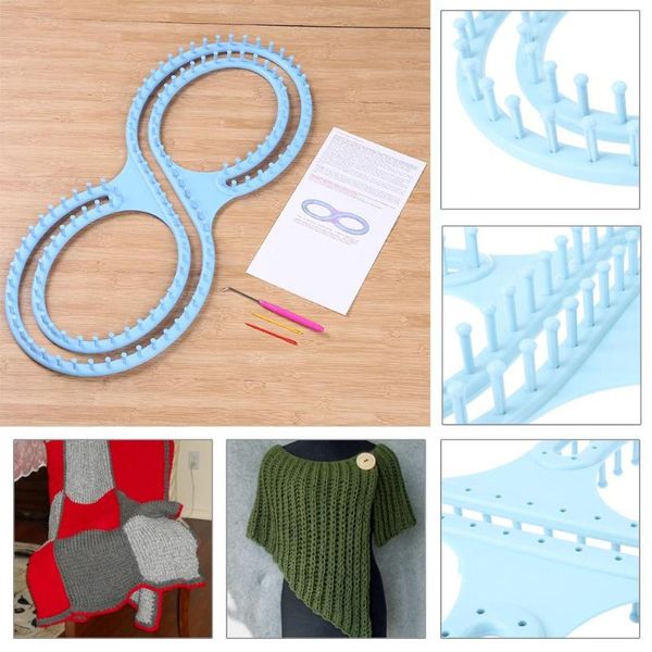 

afghan loom knitting board tool with 3 projects for sweater socks home sewing handwork kit crafts tools sewing tools, Black