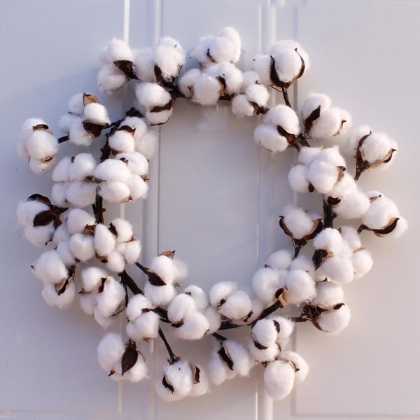 

14 inch real cotton wreath farmhouse decor christmas vintage wreath cotton