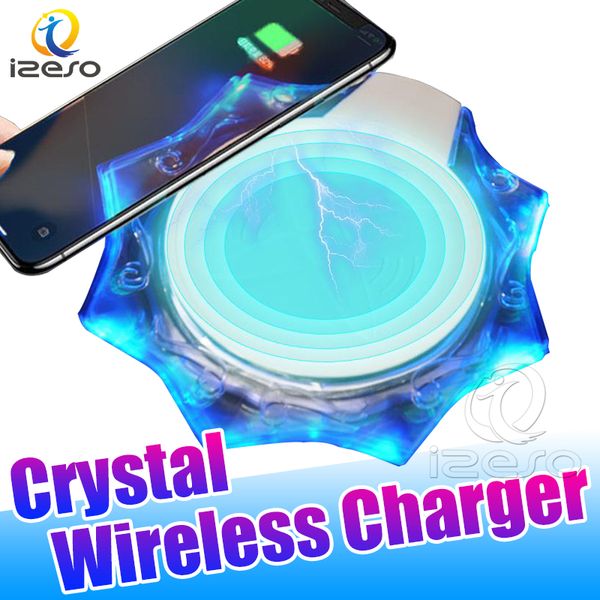 

crystal usb wireless charger pad 5w portable luxury design wireless charging base for apple android moblie phone with retail package izeso