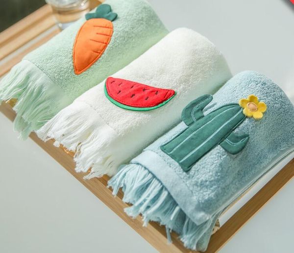 

cute cartoon cotton towel carrot watermelon cactus pattern towel soft bath face hand towel 34*74 cm