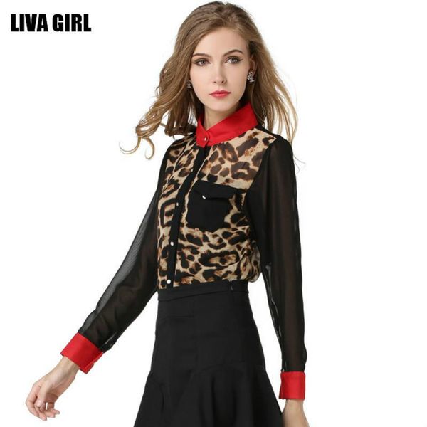 

2020 новая весна новые женские шифоновые блузки sexy leopard отложным воротником топы с длинным рукавом повседневная рубашка женская одежда, White