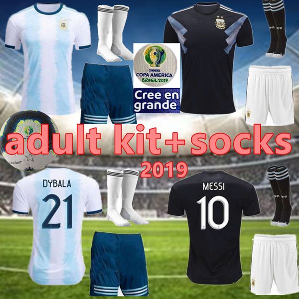

2019 argentina #10 messi home away soccer jersey 19 20 national team soccer kit #9 kun aguero customized football uniforms+pants+socks, Black