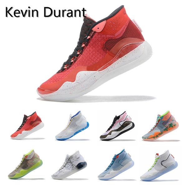 

2019 New KD 12 Multi-Color University Red EYBL ICE Basketball Shoes Original Kevin Durant XII KD12 Mens Trainers Sneakers Size 7-12