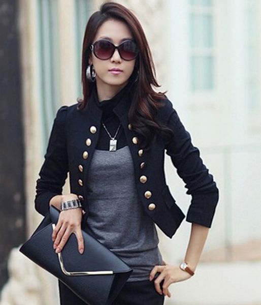 

spring new arrival korean double breasted stand collar woman coat, Black;brown