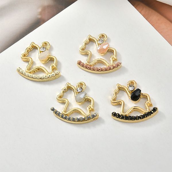 

diy jewelry findings crystal rhinestone paved alloy hollow out animal horse pendant charms fit girls fashion earring pendant, Bronze;silver