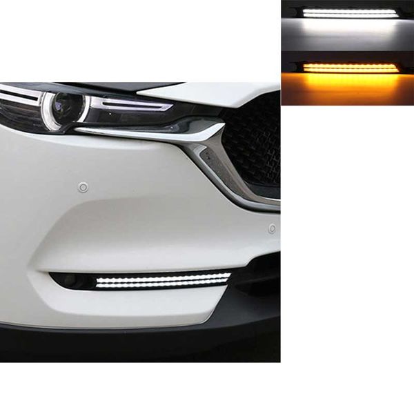

2pcs car drl for mazda cx-5 cx5 cx 5 2018 2017 turn signal and dimming style relay 12v led daytime running light fog lamp decoration
