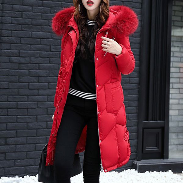 

women winter coat long hooded straight thick padded jackets warm parkas abrigos mujer invierno 2019 female chic cotton overcoat, Tan;black