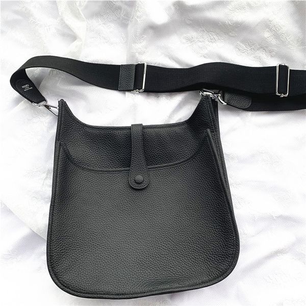 

leather lady handbag fashion simple retro letter h wide shoulder strap large capacity casual messenger bag
